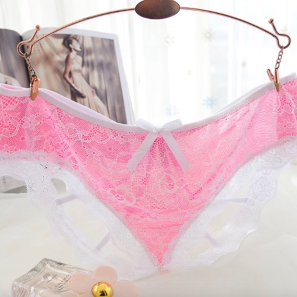 COPY - Red & Black  and Pink & white Cage Panties Lace panties with open crotch. - Picture 4 of 4